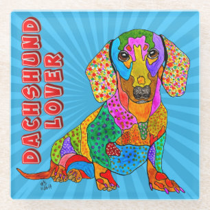 Posavasos de Vidrio para Amantes de Dachshund Retr