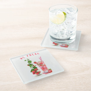 Posavasos de vidrio para beber fresa
