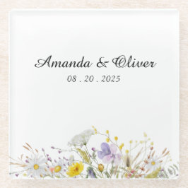 Posavasos de vidrio para boda de floración primave