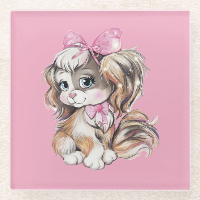 Posavasos de vidrio para cachorros (Anverso)