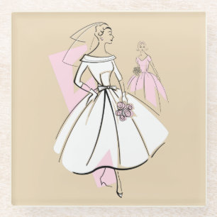 Posavasos de vidrio para novia de moda en grupo ne