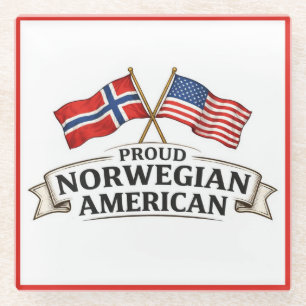 Posavasos de vidrio para orgullosos noruegos ameri