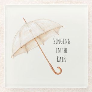 Posavasos De Vidrio Paraguas Cantando bajo la lluvia