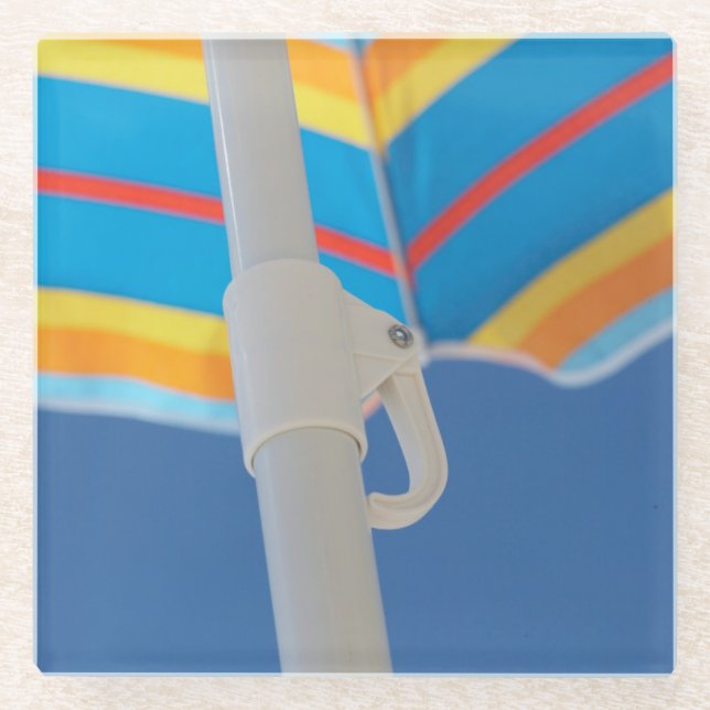 Posavasos De Vidrio Parasol de playa rayado (Anverso)