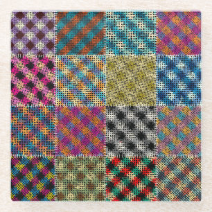 Posavasos De Vidrio Parchwork Rough Canvas Squares Vintage