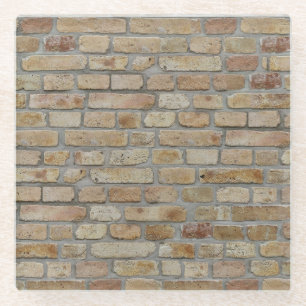 Posavasos De Vidrio Pared de ladrillo marrón un diseño novedoso 
