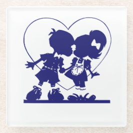 Posavasos De Vidrio Pareja adorable enamorada ❤ 