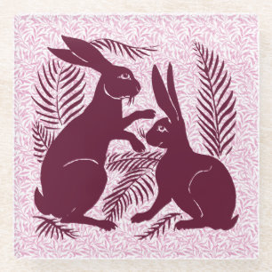Posavasos De Vidrio Pareja Art Nouveau de Conejos De Morgan y Morris