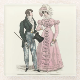 Posavasos De Vidrio Pareja Boda Antigua 1823 Hombre Mujer Moda