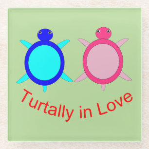 Posavasos De Vidrio Pareja De Tortuga Cuta