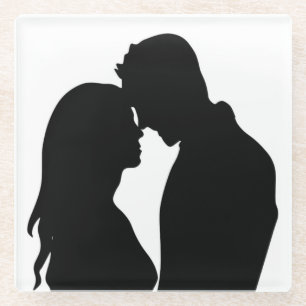 POSAVASOS DE VIDRIO PAREJA ROMÁNTICA SILHOUETTE
