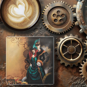 Posavasos De Vidrio Pareja Victoriana Steampunk Elegancia Romance