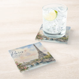 Posavasos De Vidrio París Francia Torre Eiffel río Sena 