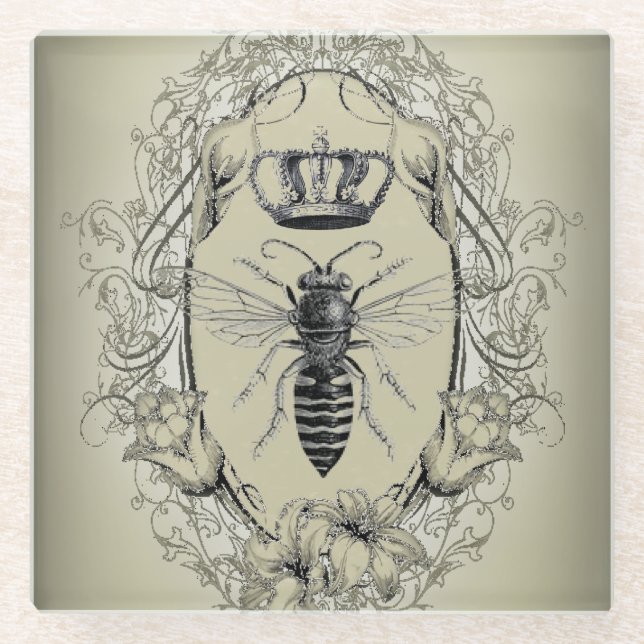 Posavasos De Vidrio paris steampunk beekeeper french bee queen corwn (Anverso)