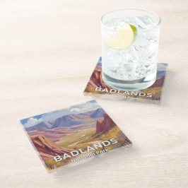 Posavasos De Vidrio Parque Nacional Badlands Dakota del Sur Arte de Vi