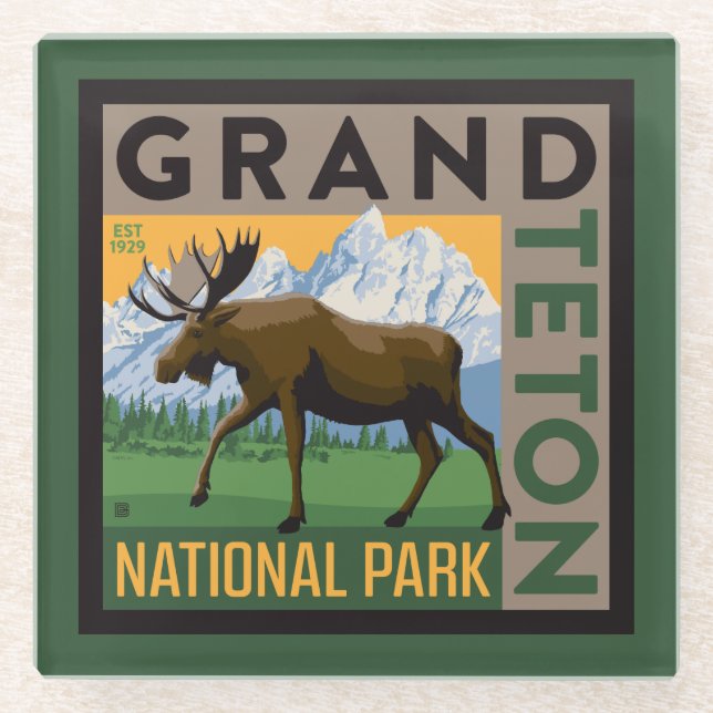 Posavasos De Vidrio Parque nacional de Grand Teton (Anverso)