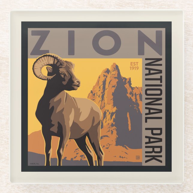 Posavasos De Vidrio Parque nacional de Zion | Ram (Anverso)