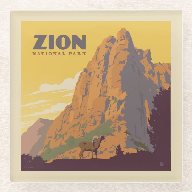 Posavasos De Vidrio Parque nacional de Zion | Ram (Anverso)