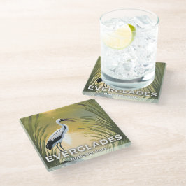 Posavasos De Vidrio Parque Nacional Everglades | Cigüeña Acuarela
