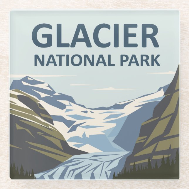 Posavasos De Vidrio Parque nacional Glaciar Arte de Viajes (Anverso)