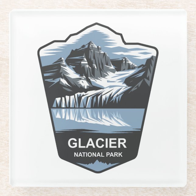 Posavasos De Vidrio Parque nacional Glacier Emblem (Anverso)