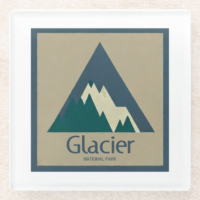 Posavasos De Vidrio Parque nacional Glacier Rustic (Anverso)