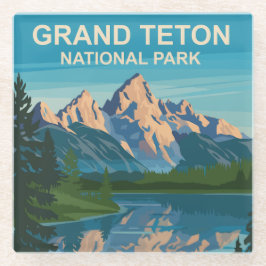 Posavasos De Vidrio Parque nacional Gran Teton Paisaje Arte de viajes