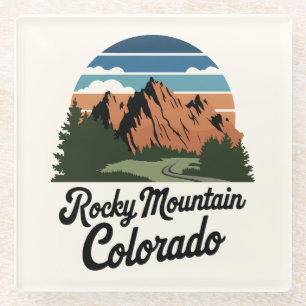 Posavasos De Vidrio Parque nacional Montaña Rocosa Retro
