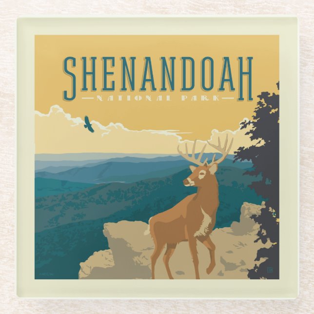 Posavasos De Vidrio Parque nacional Shenandoah | Deer (Anverso)
