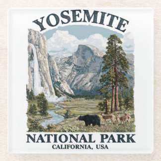 Posavasos De Vidrio Parque Nacional Yosemite Acuarela