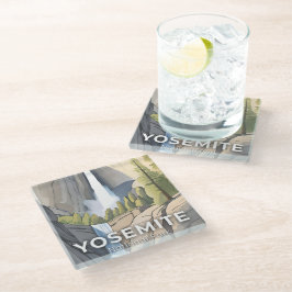 Posavasos De Vidrio Parque Nacional Yosemite | Acuarela de Viaje