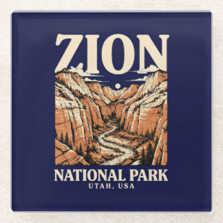 Posavasos De Vidrio Parque Nacional Zion Acantilados Rojos