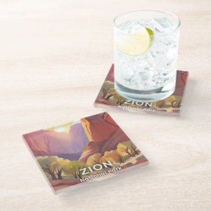 Posavasos De Vidrio Parque Nacional Zion Aquarela de viaje