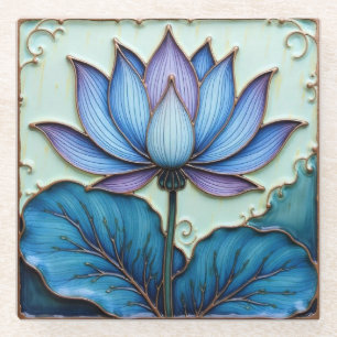Posavasos De Vidrio Pasamanos de vidrio azul y violeta