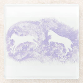 Posavasos De Vidrio Pascua con diseño de caballos