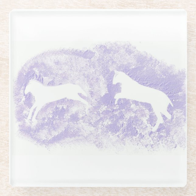 Posavasos De Vidrio Pascua con diseño de caballos (Anverso)