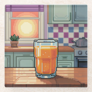 Posavasos De Vidrio Pascua de arte naranja Juice Pixel