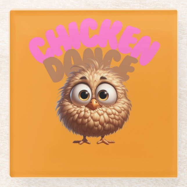 Posavasos De Vidrio Pascua de baile de pollo (Anverso)