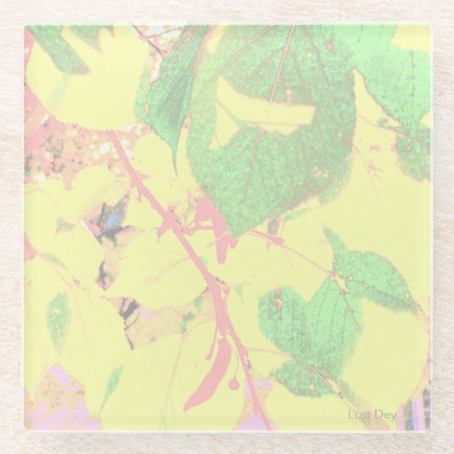 Posavasos De Vidrio Pascua de cristal de las "brillantes hojas de otoñ (Anverso)