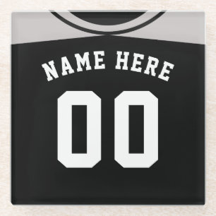 Posavasos De Vidrio Pascua de nombre y número, baloncesto gris