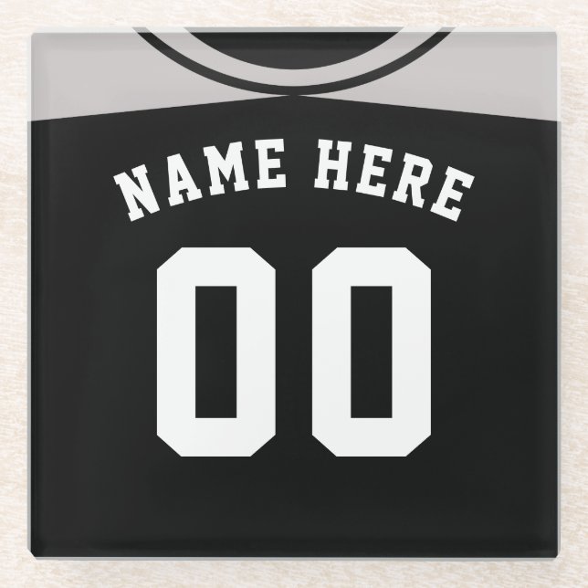 Posavasos De Vidrio Pascua de nombre y número, baloncesto gris (Anverso)