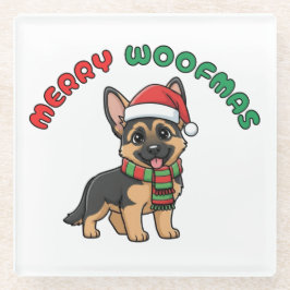 Posavasos De Vidrio Pascua de pastor alemana navidades: Merry Woofmas