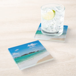 Posavasos De Vidrio Pascua de playa tropical de Turcas y Caicos