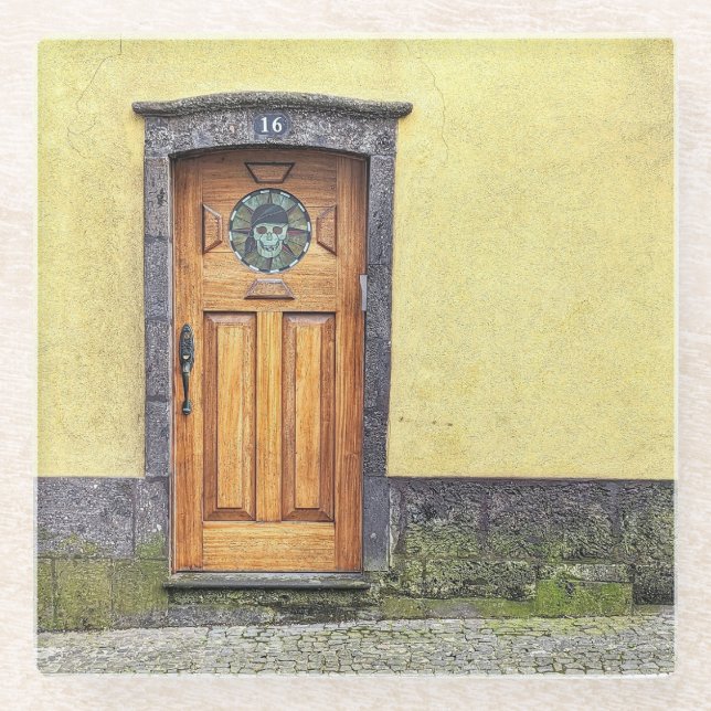 Posavasos De Vidrio Pascua de saludo de puerta pirata (Anverso)