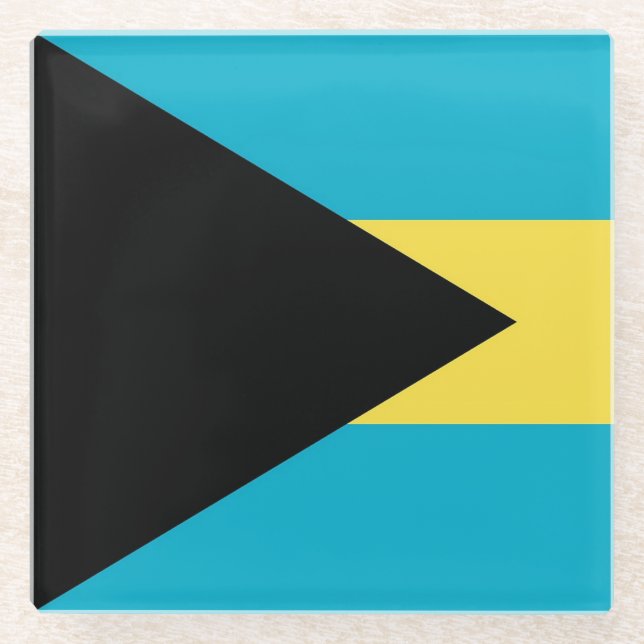 Posavasos De Vidrio Pascua de vidrio con bandera de Bahamas (Anverso)