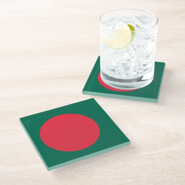Posavasos De Vidrio Pascua de vidrio con bandera de Bangladesh (Angular)