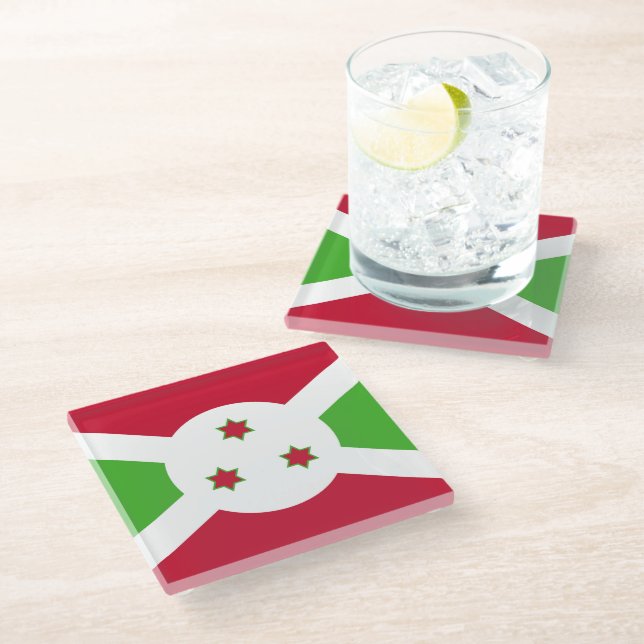 Posavasos De Vidrio Pascua de vidrio con bandera de Burundi (Angular)