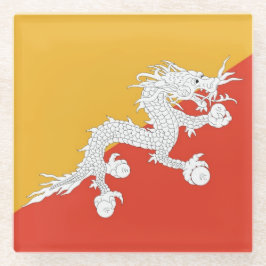 Posavasos De Vidrio Pascua de vidrio con bandera de Bután