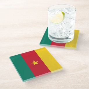 Posavasos De Vidrio Pascua de vidrio con bandera de Camerún