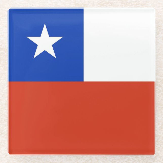 Posavasos De Vidrio Pascua de vidrio con bandera de Chile (Anverso)